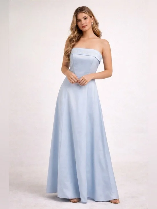 Vintage 90s Fairweather Strapless Blue Gown | Cinderella Bridesmaid Prom Dress - Picture 1 of 13
